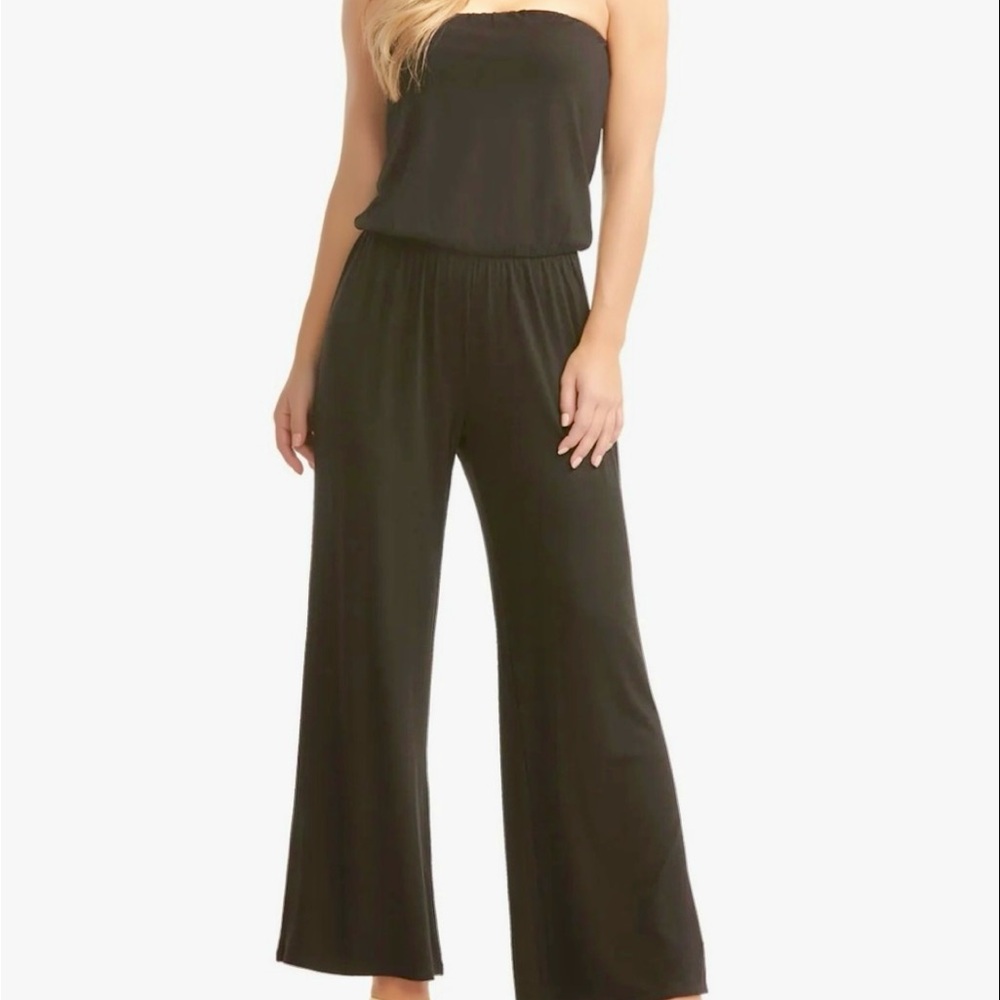 Anthropologie - Tart 
Black Strapless Wide-Leg Jumpsuit